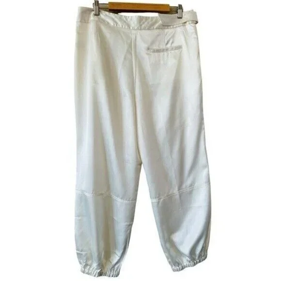 ANTHROPOLOGIE Maeve Satin Parachute Jogger Pants Ivory Size 16P NEW